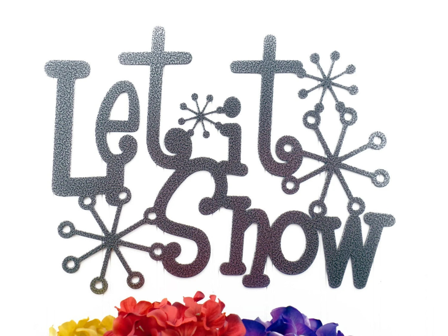 Let It Snow Metal Sign With Snowflakes Silver Winter Decor Christmas Decoration Snow Christmas