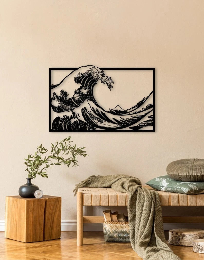 The Great Wave Off Kanagawa Oki Nami Ura Hokusai Wall Decor Home Signs Bedroom Living room Bathroom Office Kitchen