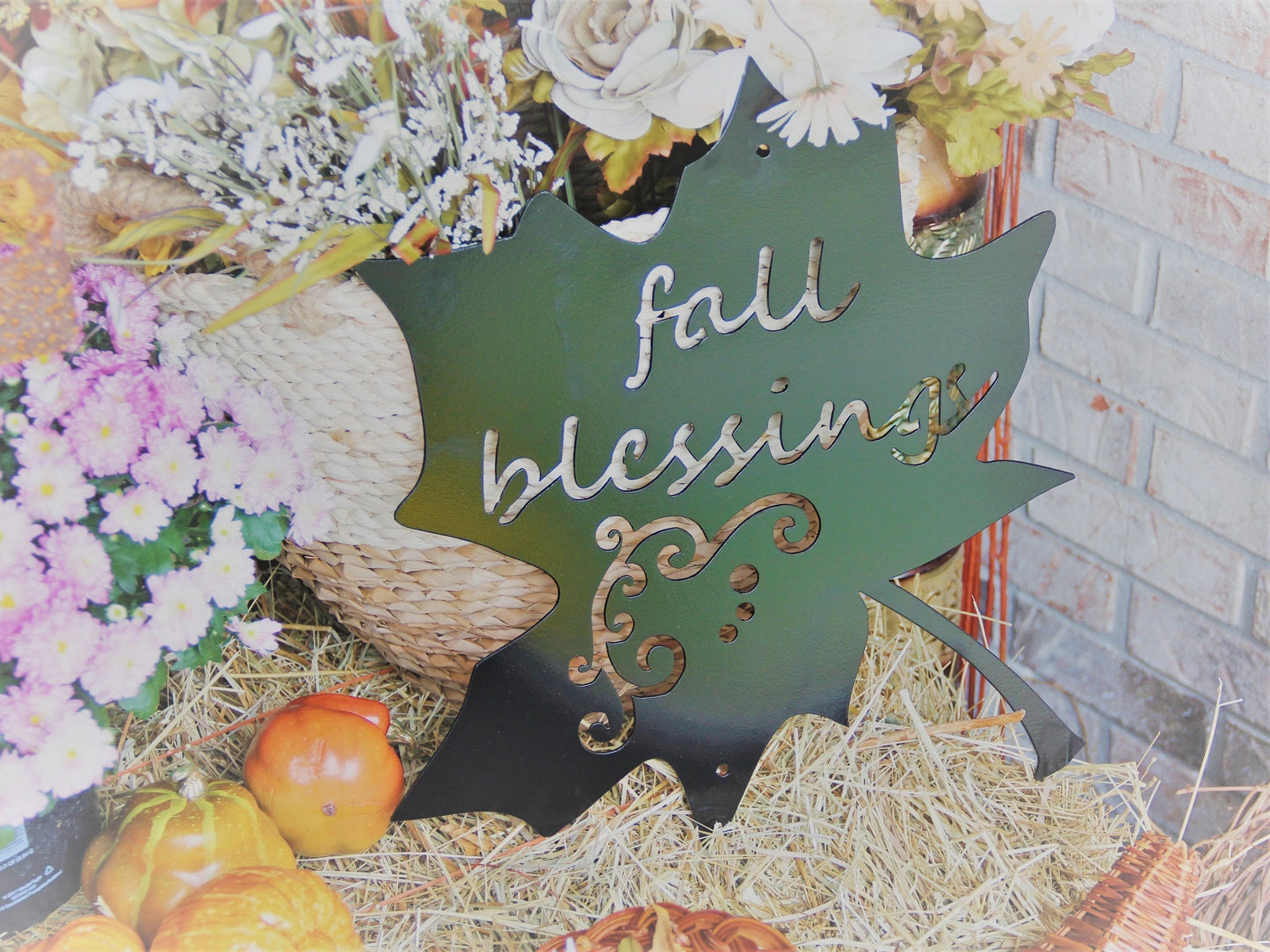 Leaf Fall Blessings Metal Sign Decorative Leaf Fall Blessings Metal Sign Autumn Decor