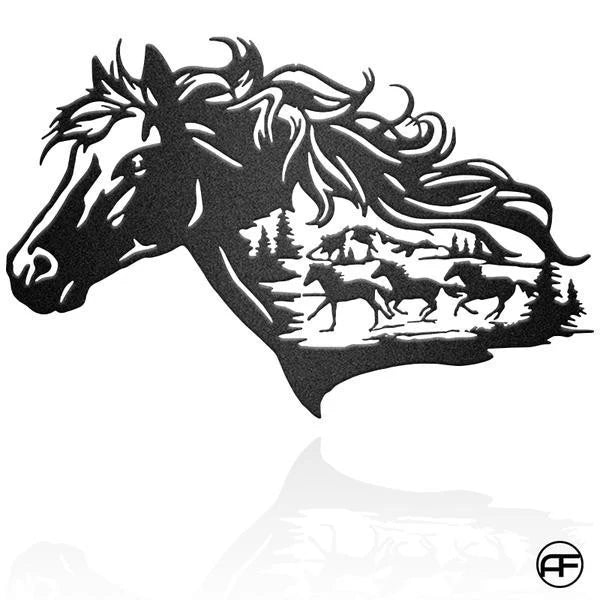 Horse Head Art Personalized Horse Metal Sign, Horseshoe Art, Western Decor, Initial Metal Sign, Housewarming Gift, Farmhouse Decor Metal Wall Art, Metal Laser Cut Metal Signs Custom Gift Ideas