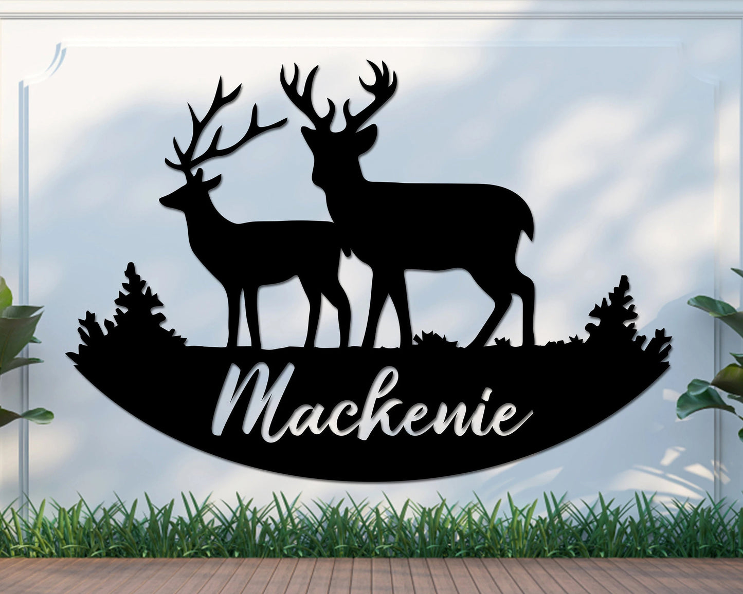 Metal Wall Decor Metal Deer Family Art Wall Hangings Metal Sign Tree Mountain Decoration Nature Wildlife Lover Gift