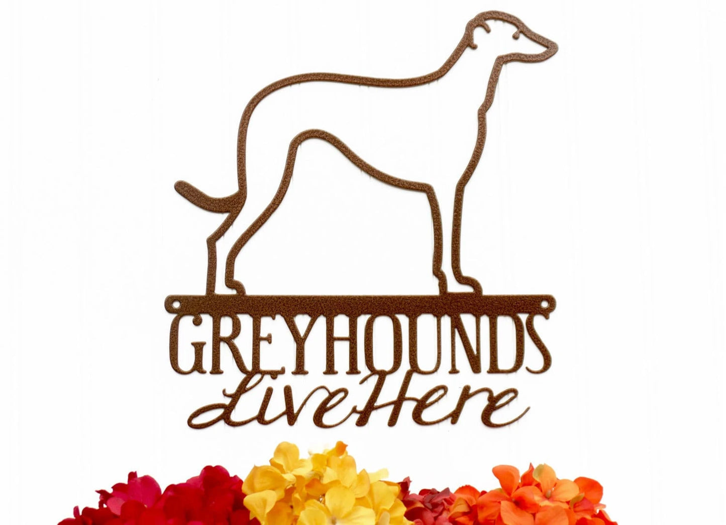 Greyhounds Live Here Metal Sign Copper Greyhound Hound Dog Sign Wall Decor Signs Dog