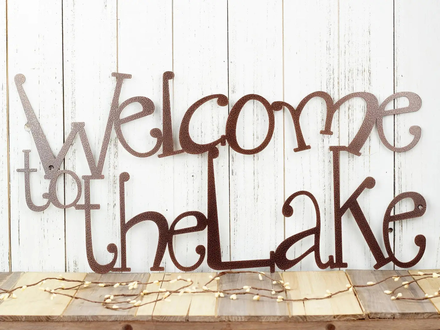 Welcome To The Lake Sign Lake House Decor Cabin Decor Outdoor Sign Wall Decor Laser Cut Metal Copper Vein Shown - 8 inches - metal sign