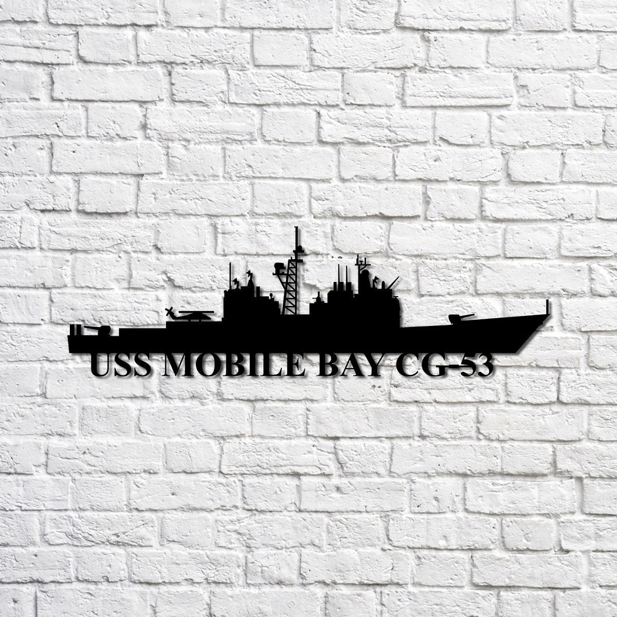Uss Mobile Bay Cg53 Navy Ship Metal Sign, Memory Wall Metal Sign Gift For Navy Veteran, Navy Ships Silhouette Metal Sign Laser Cut Metal Signs Custom Gift Ideas