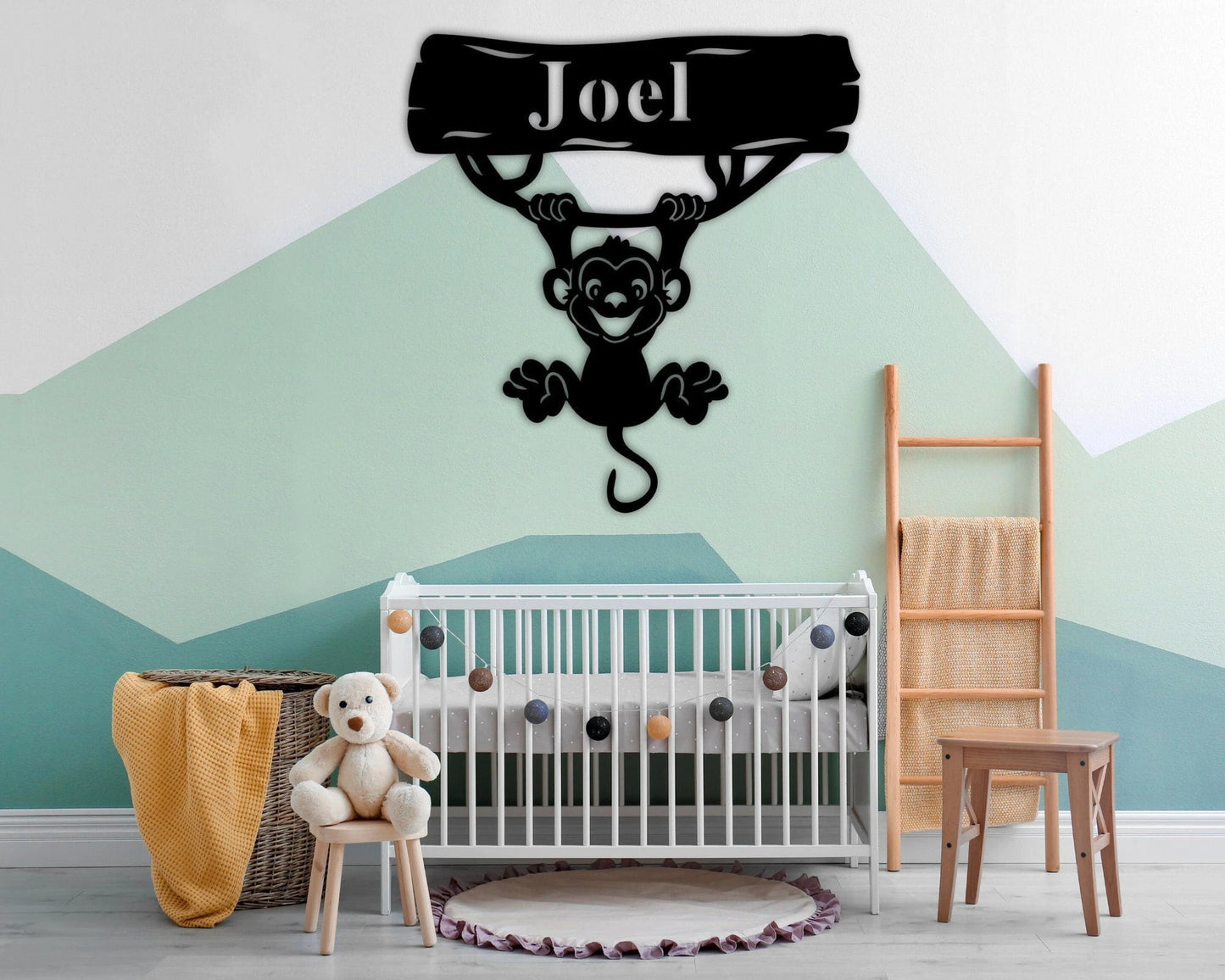 Monkey Nursery Name Sign Custom Nursery Sign Kids Name Sign Monkey Monkey Sign Kids Bedroom Door Hanger Boy Bedroom Name Sign