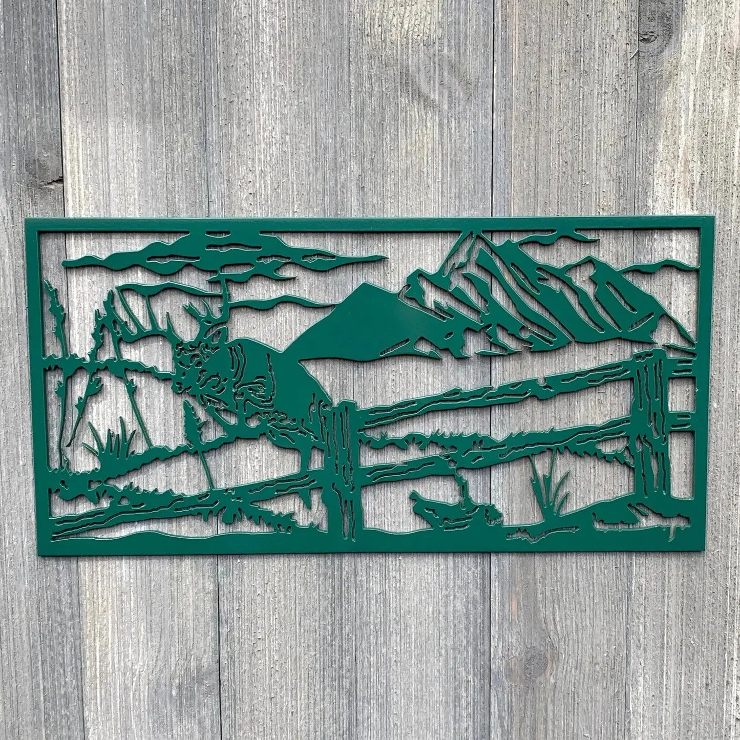 Deer Jumping Fence Metal Sign Cutout Cut Metal Sign Wall Metal Art - 8 inches - metal sign