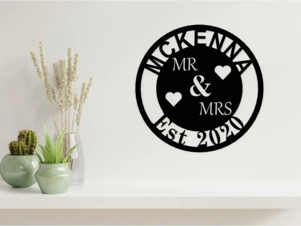 Custom Wedding Anniversary Gift Name Date Metal Sign