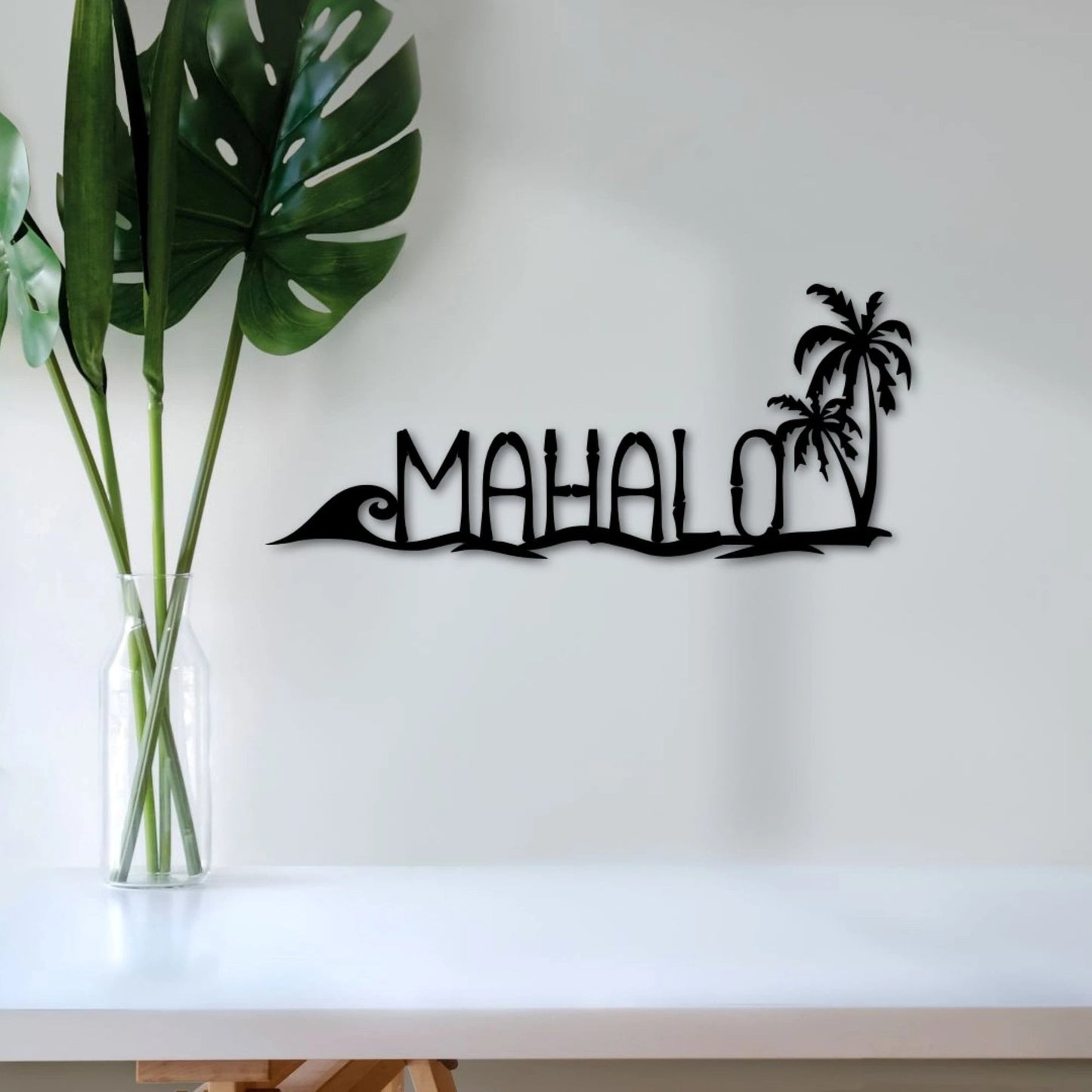 Mahalo Sign Hawaiian Art Entryway Sign Hawaii Decor Tropical Sign Beach Decor Ocean Decor Palm Tree Art