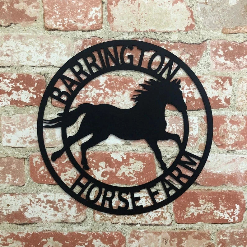 Personalized Horse Metal Sign Housewarming Gift Horseshoe Art Western Decor Initial Metal Sign Metal Wall Decor