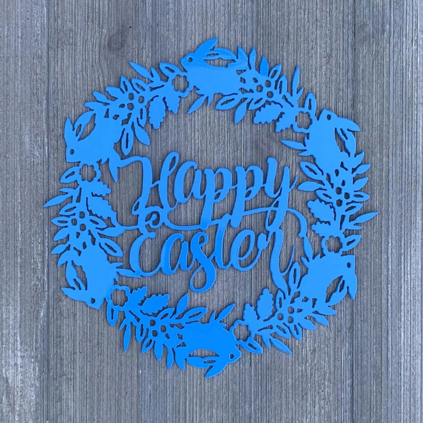 Happy Easter Wreath Metal Sign Cutout Cut Metal Sign Wall Metal Art