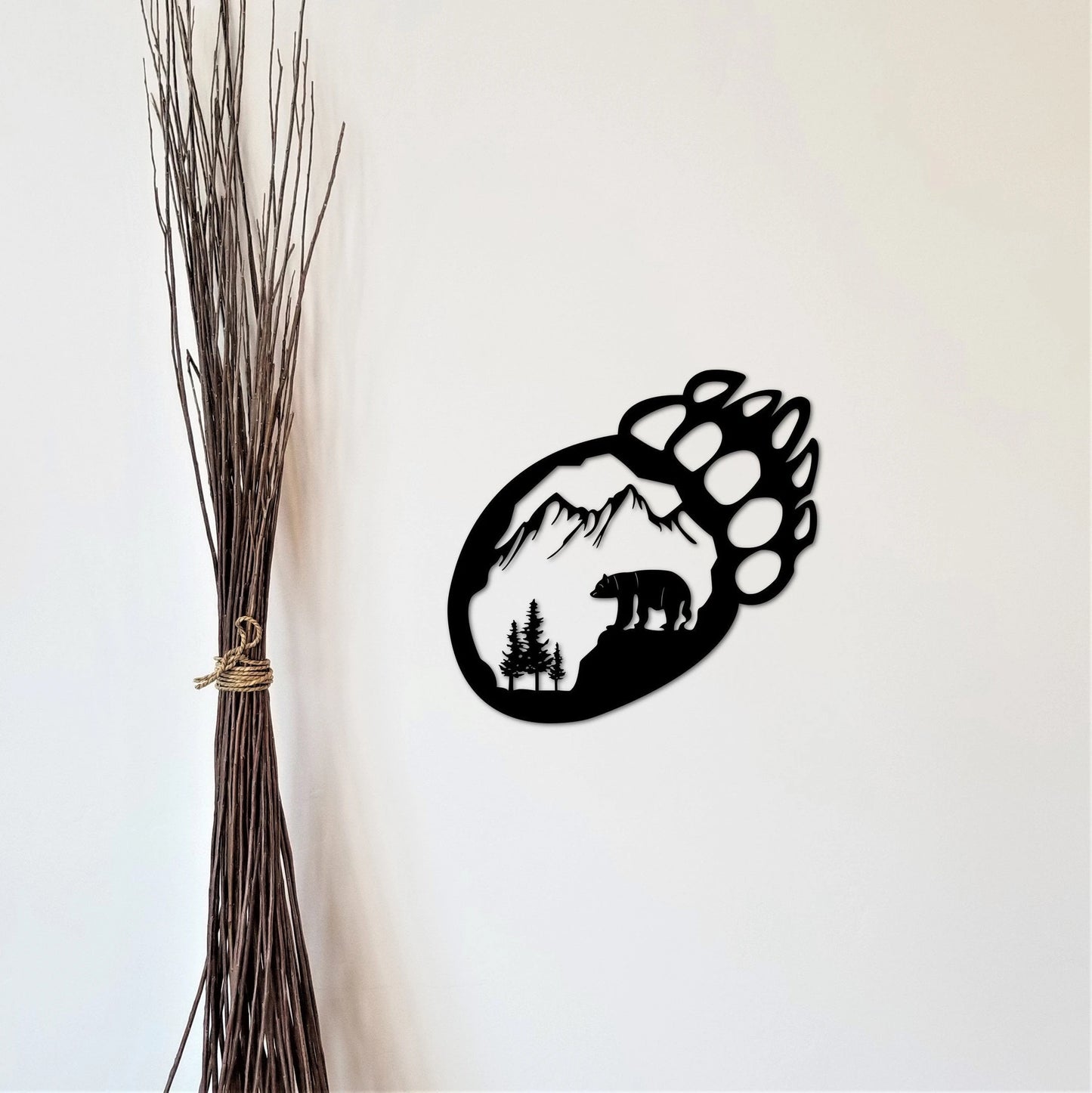 Bear Claw Sign Metal Bear Track With Bear Cabin Bear Paw Wildlife Decor Bear Decor Wall Hanging Rustic