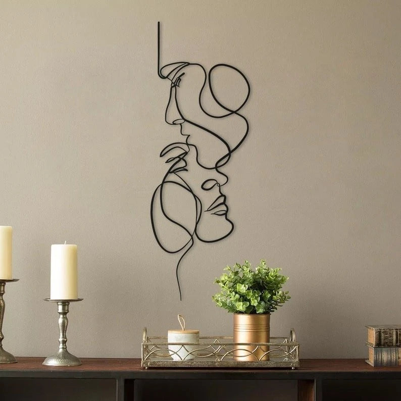 Love line art Woman Line Art Metal Wall Decor Black Metal Art Outdoor Metal Art Woman Face Art Sign