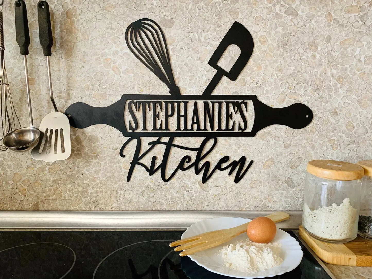 Personalized Metal Sign For Kitchen Custom Kitchen Name Sign Wall Art Decor Housewarming Cooking Lover - metal sign