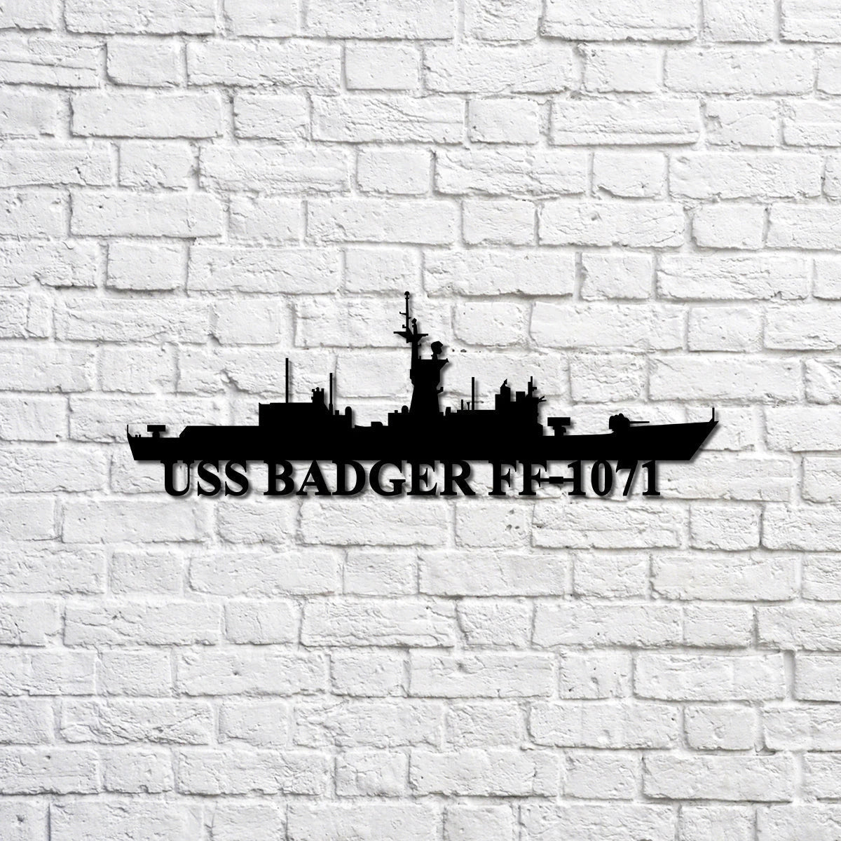Uss Badger Ff1071 Navy Ship Metal Sign, Memory Wall Metal Sign Gift For Navy Veteran, Navy Ships Silhouette Metal Sign Laser Cut Metal Signs Custom Gift Ideas