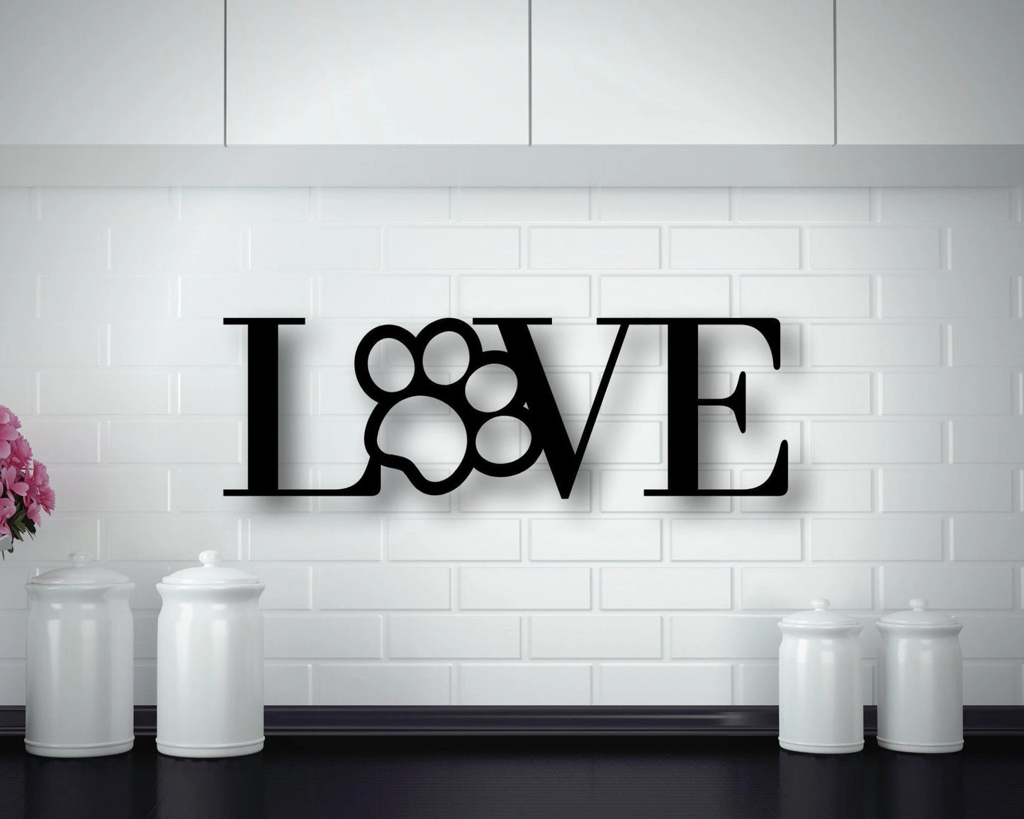 Metal Dog Paw Print Love Sign Dog Lovers Metal Paw Print Metal Dog Dog Metal Wall Hanging Dog Sign Pet Sign