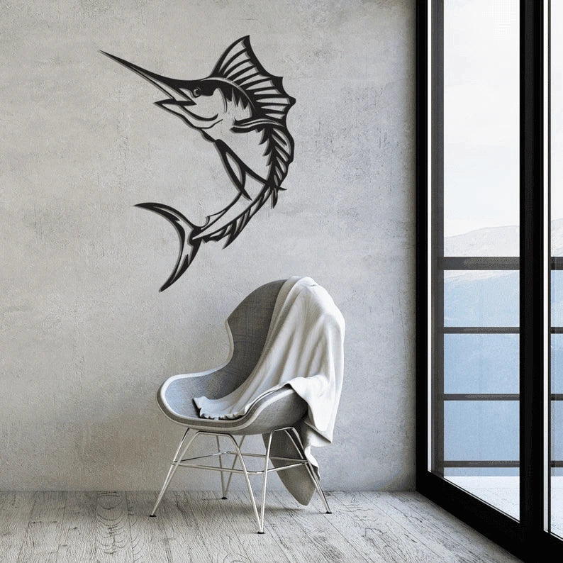 Swordfish Sea Life Ocean Wall Art Decor Cut Metal Sign Laser Cut Metal Signs Custom Gift Ideas