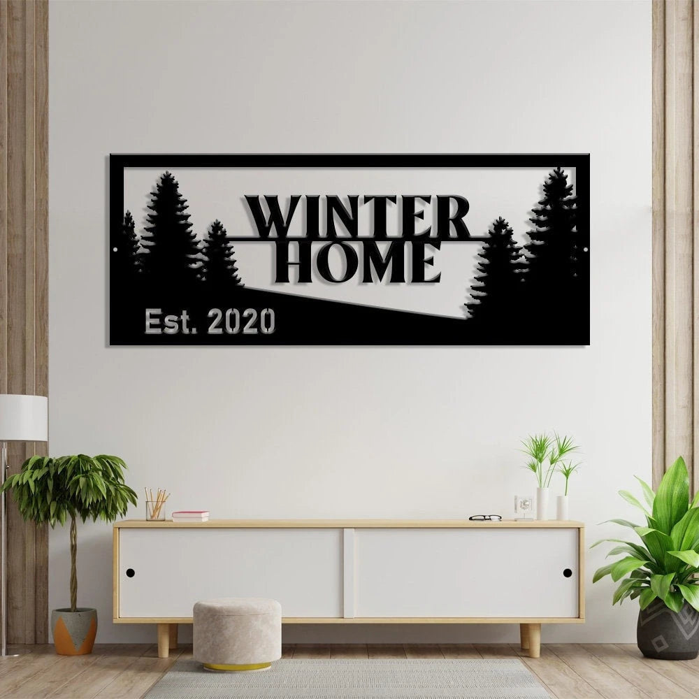 Winter Tree Sign Tree Sign Metal Tree Sign Home Sign Established Year Winter Decoration Tree Signs