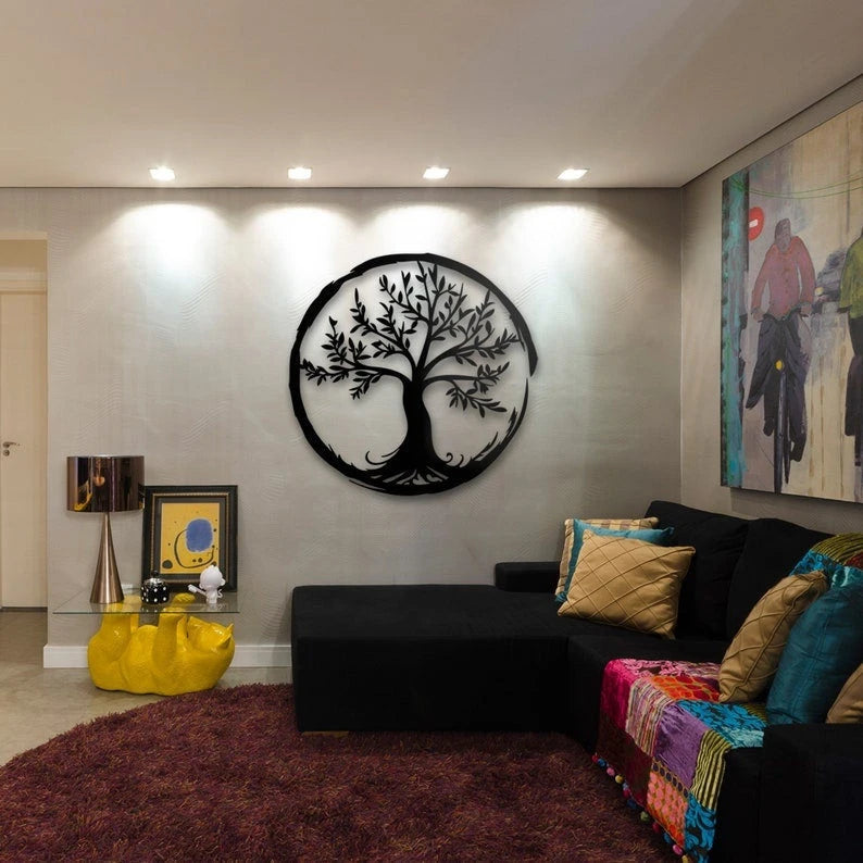 Circle Of Enlightenment Enso Circle And Bonsai Tree Of Life Wall Decor Outdoor Front Porch Decor Garden Housewarming Gift