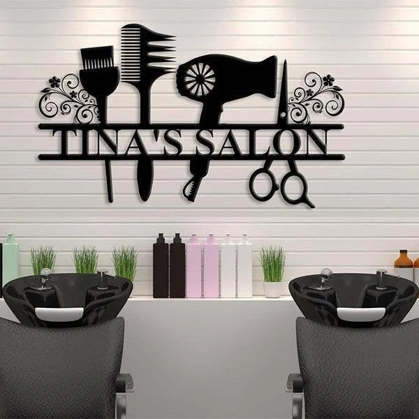 Hair Stylist Salon Metal Sign, Name Metal Wall Art, Custom Business Decor, Custom Metal Sign, Hair Stylist Gift, Salon Wall Art Laser Cut Metal Signs Custom Gift Ideas