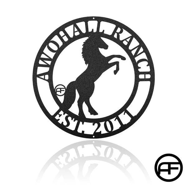 Rearing Horse Ranch Metal Sign, Horse Metal Wall Art Cut Metal Sign, Metal Laser Cut Metal Signs Custom Gift Ideas