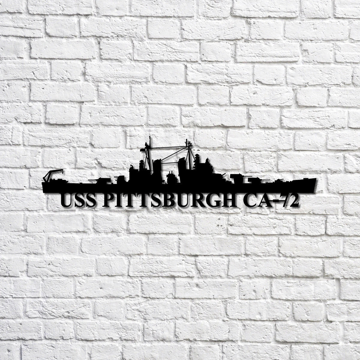 Uss Pittsburgh Ca72 Navy Ship Metal Sign, Memory Wall Metal Sign Gift For Navy Veteran, Navy Ships Silhouette Metal Sign Laser Cut Metal Signs Custom Gift Ideas