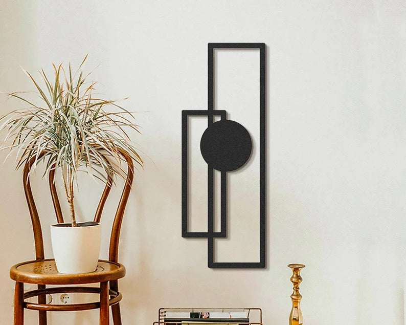 Modern Metal Wall Decor Vertical Wall Art Geometric Wall Art Modern Wall Art Living Room Decor