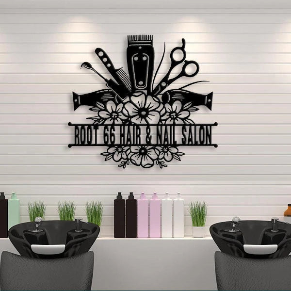 Hair and Nail Salon Personalized Metal Wall Art Laser Cut Metal Signs Custom Gift Ideas