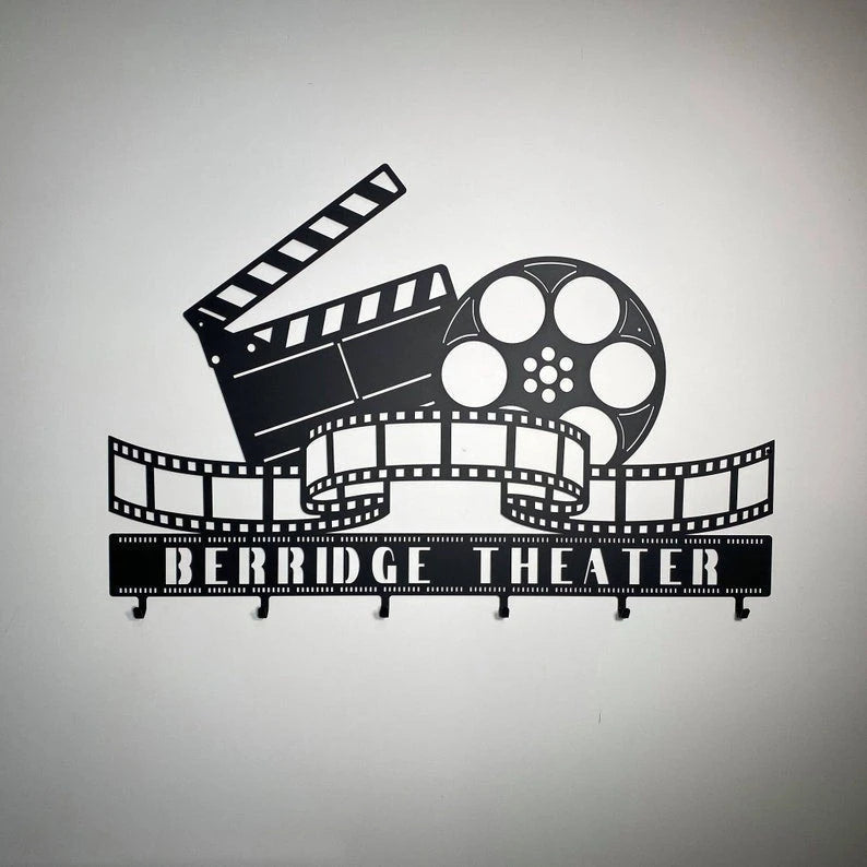 Personalized Movie Reel Film Strip And Hollywood Clapboard With Hanging Hooks Theatre Room Decor Movie Decor