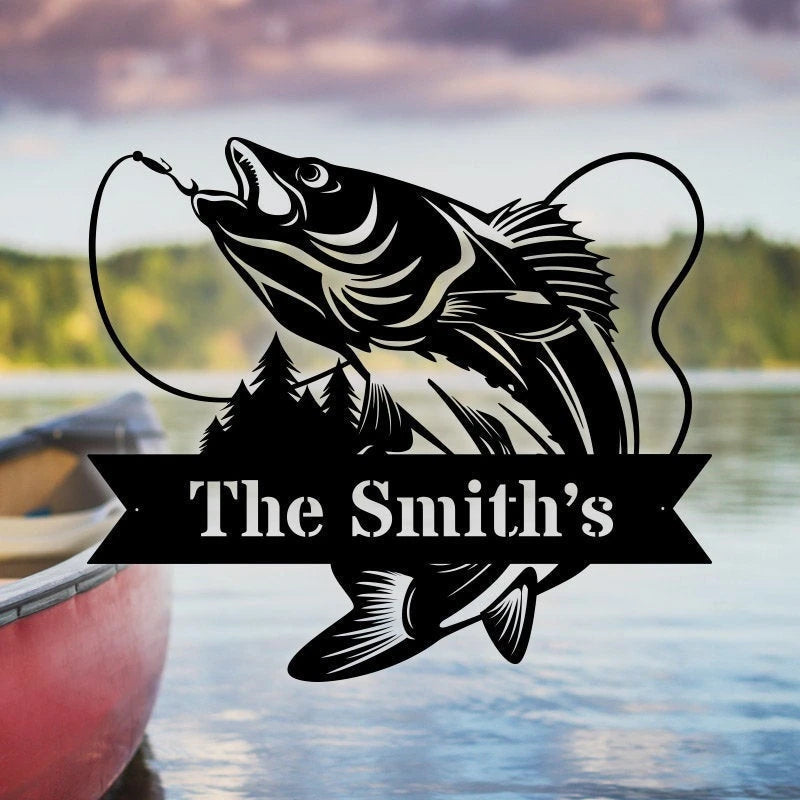 Walleye Metal Fish Sign For Outdoors On House Fishing Lover Wall Sign