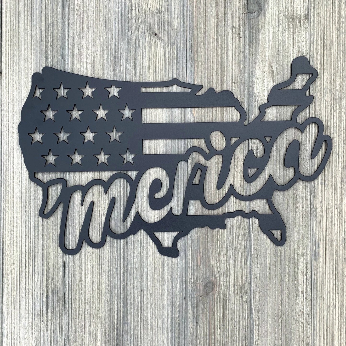 Merica Flag Metal Sign Cutout Cut Metal Sign Wall Metal Art