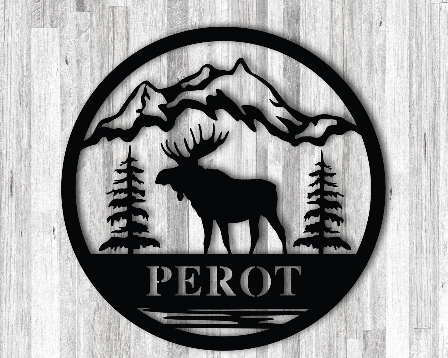 Metal Moose Sign Personalize Moose Metal Sign Last Name Moose Sign For Outdoor Personalize Metal Sign Outdoor Name Outdoor Name Sign