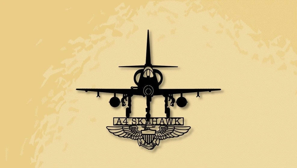 A4 Skyhawk With Naval Aviator Wings Naval Attack Aircraft Metal Sign Cut Metal Sign Wall Decor