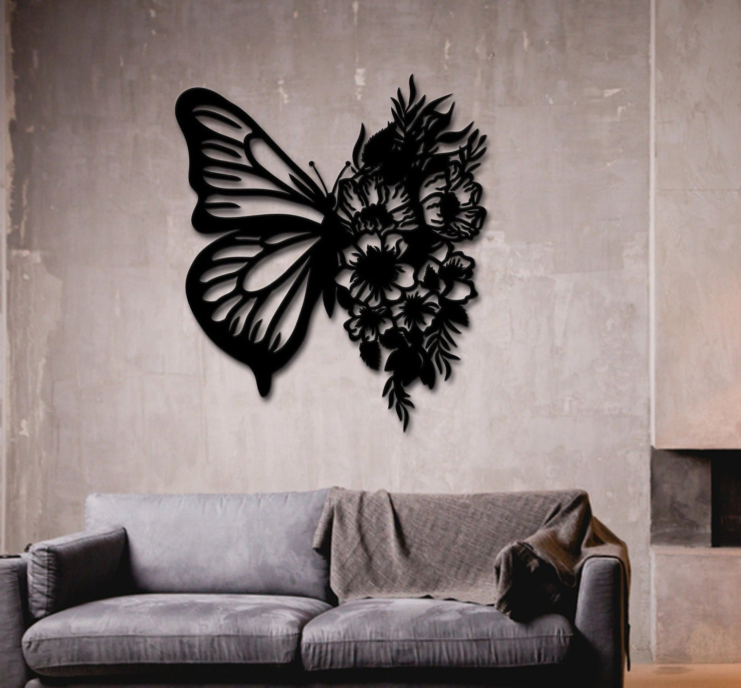 Butterfly Metal Wall Sign Metal Wall Hanging Butterfly Metal Art Interior Wall Decorbutterfly Flowers Exclusive