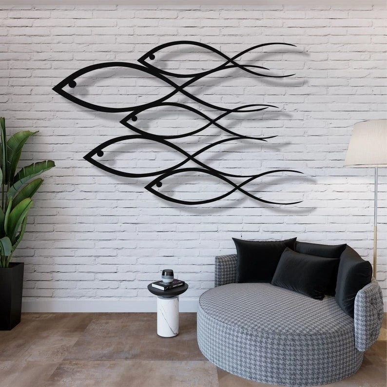 5 Fish Family Home Office Decoration Wall Hangings Nautical Decor Interior Decoration Housewarming Gift