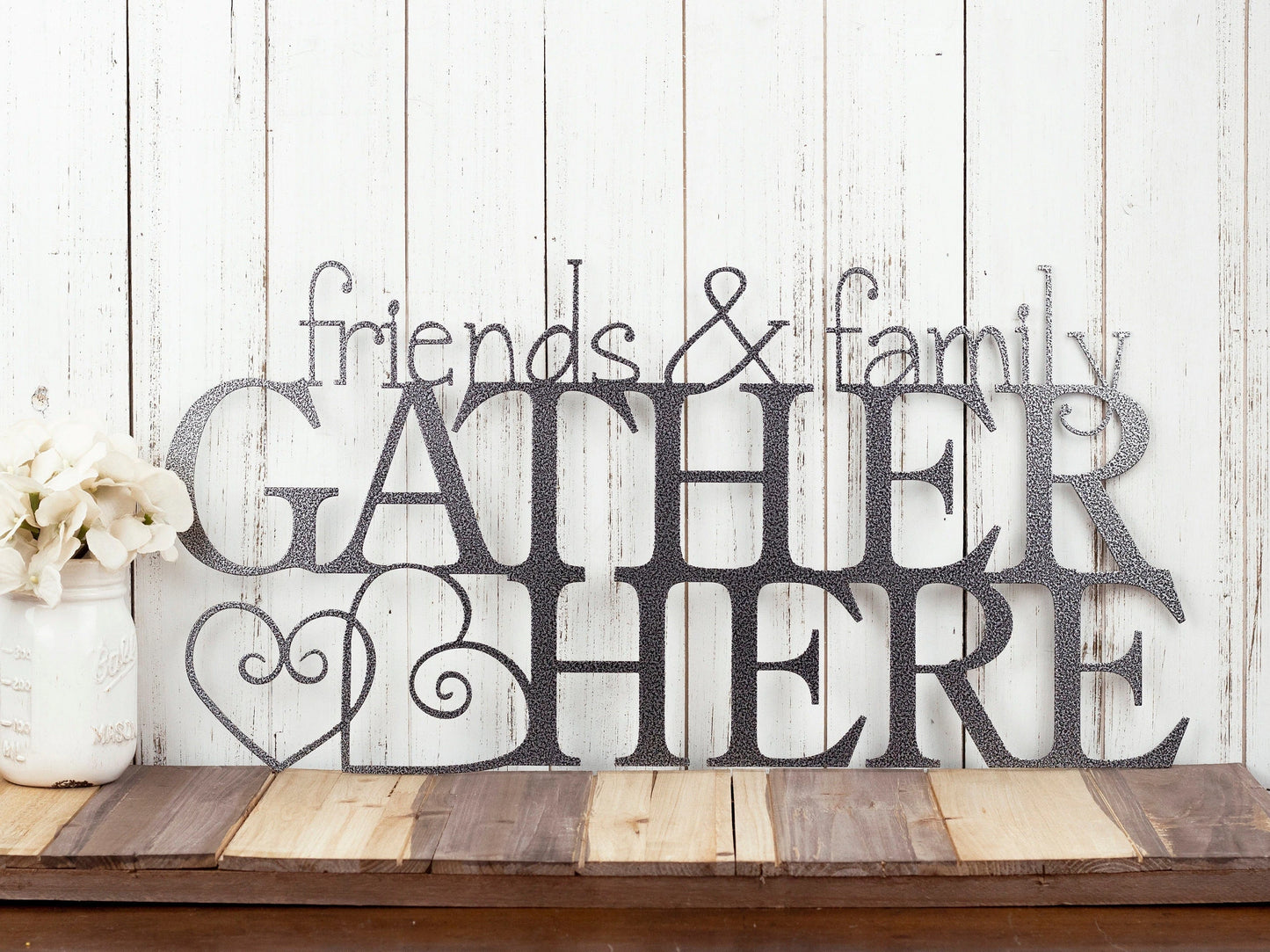 Friends Family Gather Here Metal Sign Gather Sign Metal Wall Decor Wall Hanging Hearts Plaque Sign Outdoor