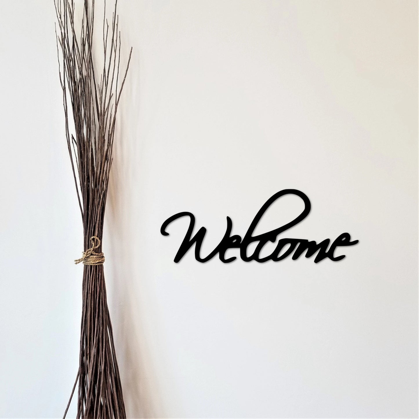 Welcome Sign Cursive Welcome Word Entryway Sign Housewarming Gift Metal Word Artfront Door Hanger Script Sign