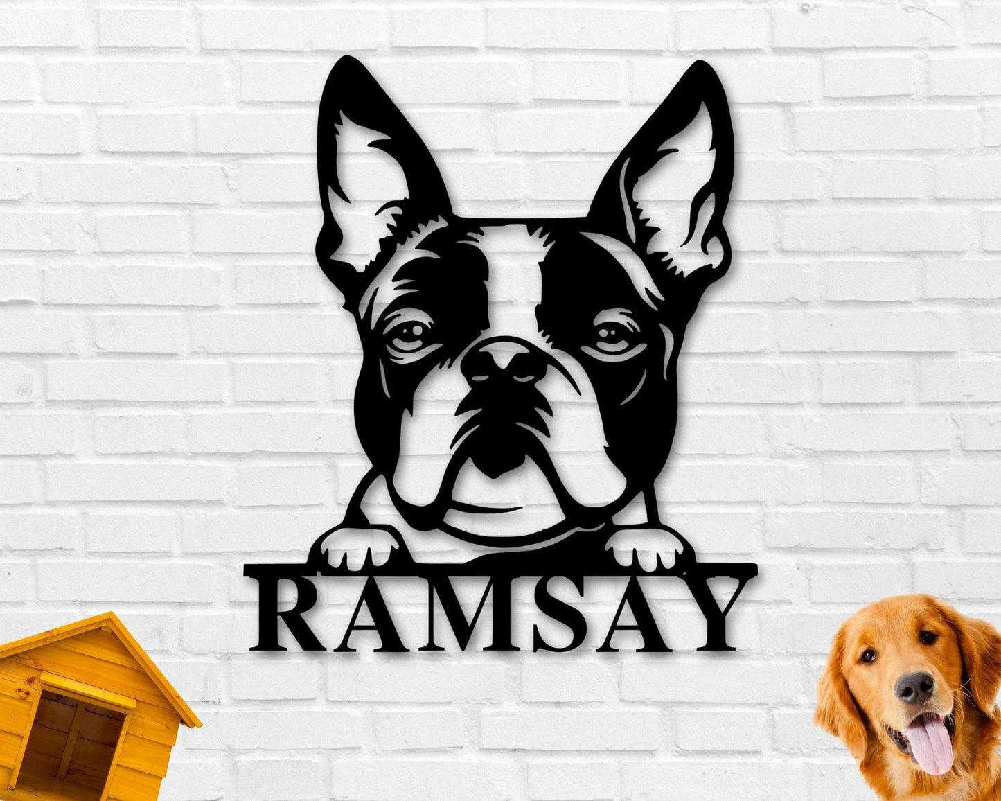 Boston Terrier Dog Sign Boston Terrier Metal Sign Boston Terrier Name Sign Pet Name Sign Dog Lover Sign Gift For Pet Owner Dog Sign