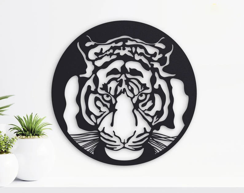 Tiger Head Wild Animal Wall Art Decor Cut Metal Sign Laser Cut Metal Signs Custom Gift Ideas