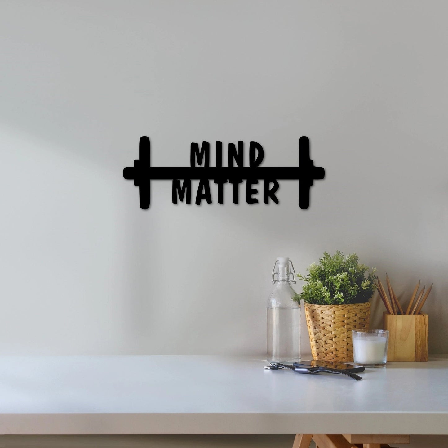 Mind Over Matter Gym Motivational Sign Home Gym Wall Decor Gym Sign Metal Cutouts Workout Motivation Trainer Gift