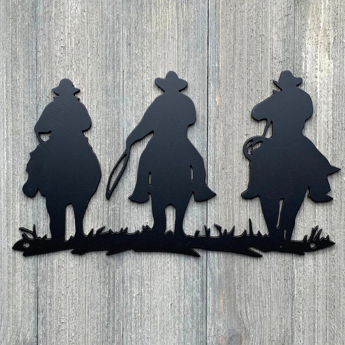 Mounted Cowboys Metal Sign Cutout Cut Metal Sign Wall Metal Art