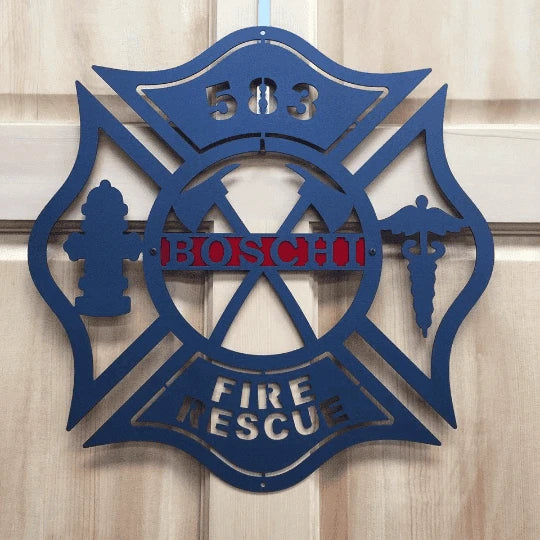 Maltese Cross Axes Medic Sign Cut Metal Sign Metal House Sign