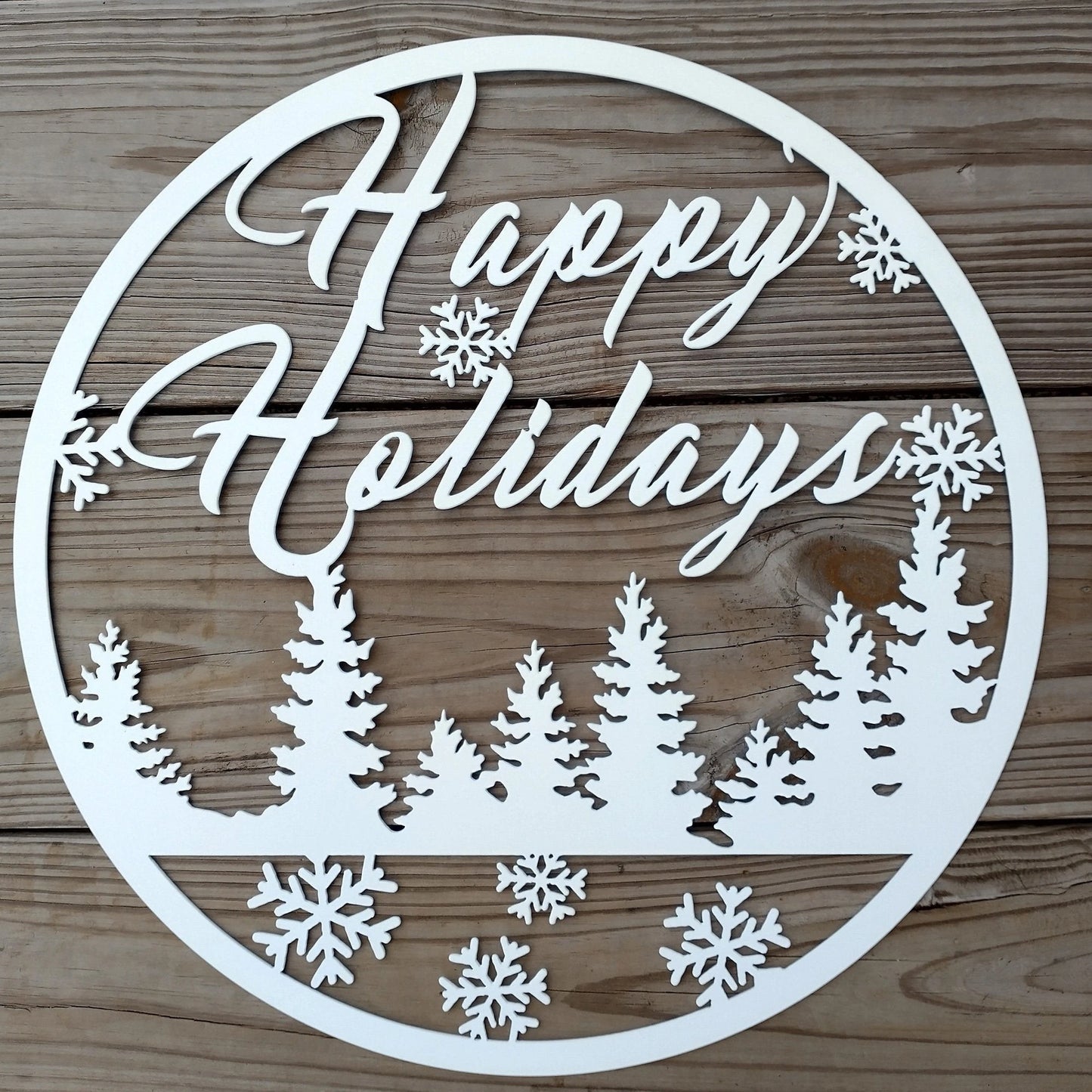 Happy Holidays Metal Wall Sign Winter Steel Decor