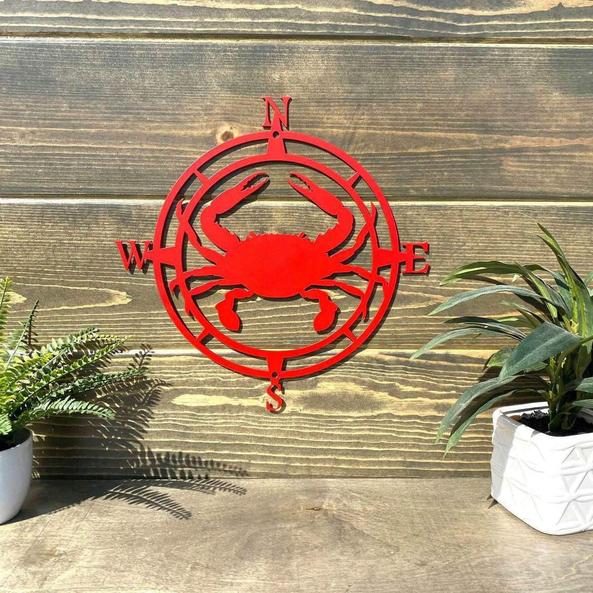 Crab Compass Wall Decor Cut Metal Sign Metal House Sign