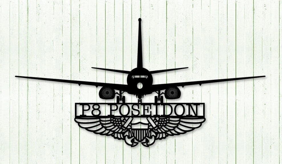P8 Poseidon With Naval Flight Officer (nfo) Wings Metal Sign Cut Metal Sign Wall Decor