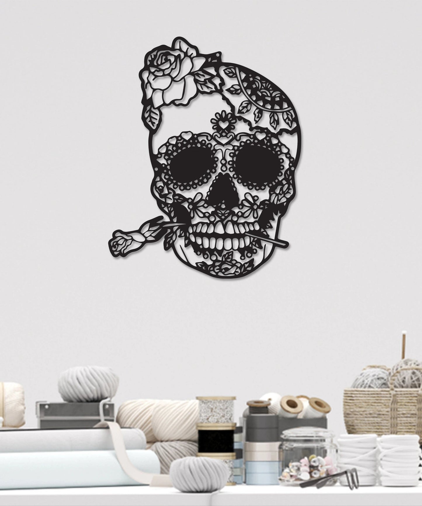 Floral Skull Sign For Home Skull Signs Mandala Skull Metal Sign Housewarming Gift House Decor Skull