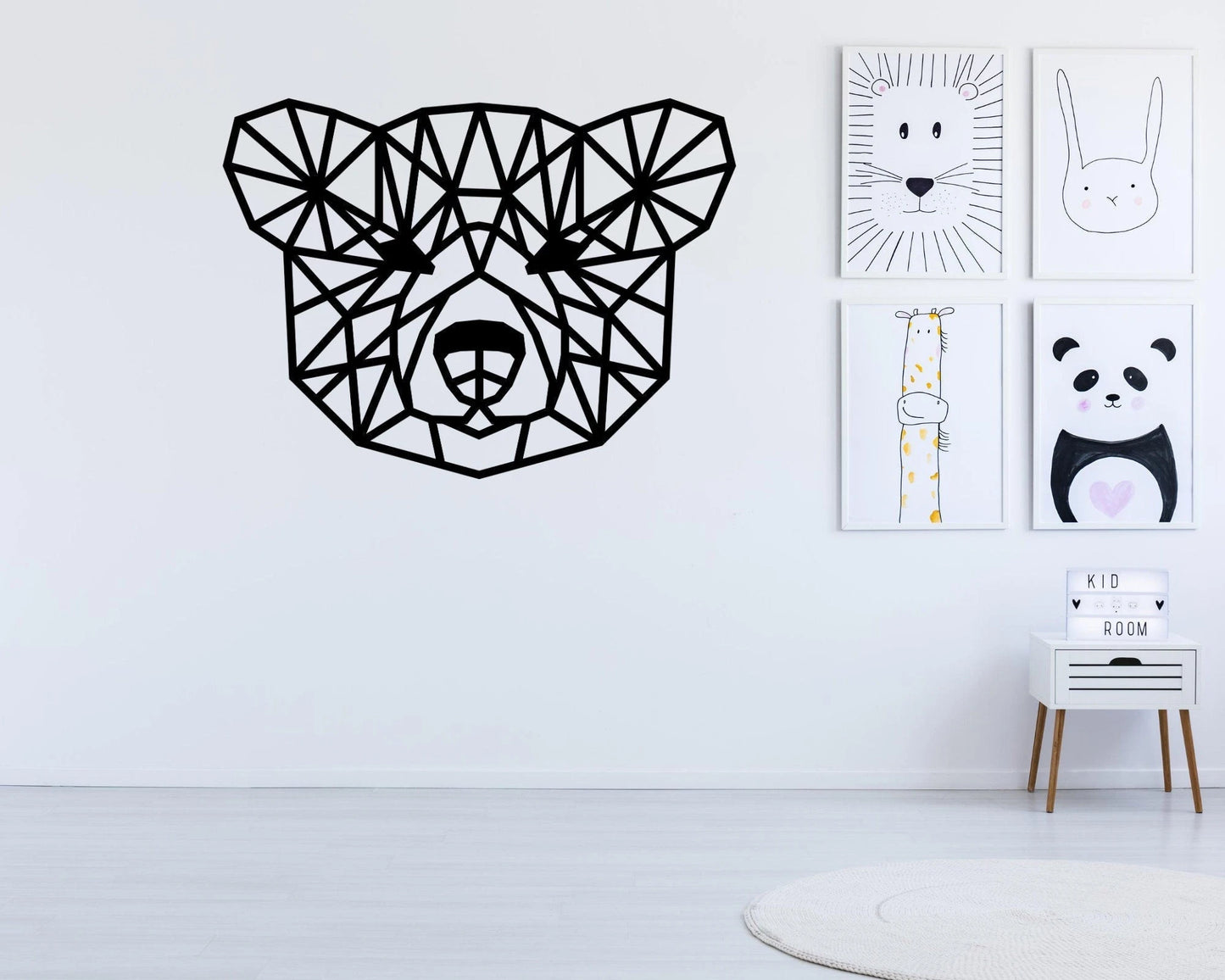 Geometric Bear Hanging Bear Figurine Bear Head Animal Decor Bear Wire Sculpture Kids Room