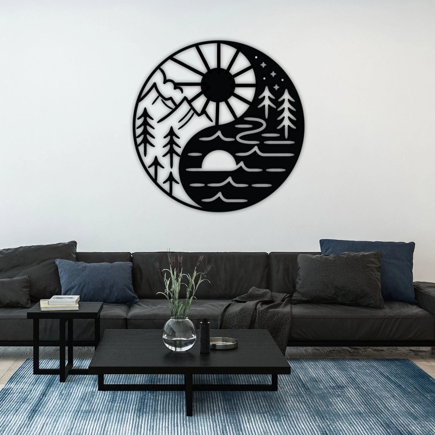 Yin Yang Sun & Moon Metal Wall Decor Housewarming Gift Office Decor Interior Design Best Seller Gift For Dad