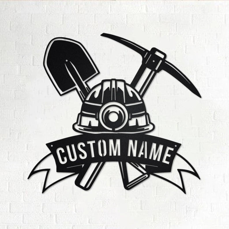 Custom Mining Tools Personalized Miner Name Sign Decoration For Room Mining Metal Custom Coal Miner