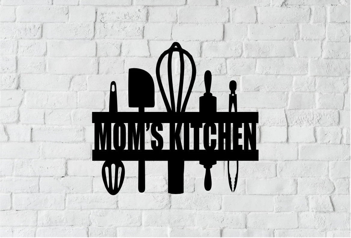 Moms Kitchen Steel Metal Art Cut Metal Sign