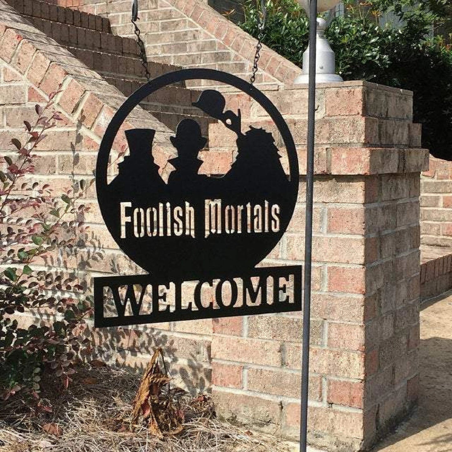 Haunted Mansioninspired Welcome Foolish Mortals Yard Garden Sign Halloween Housewarming Gift Idea Hitchhiking Ghosts Decor